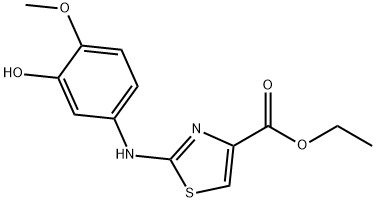 ETHYL 2-(3-HYDROXY-4-METHOXYPHENYLAMINO)THIAZOLE-4-CARBOXYLATE 구조식 이미지
