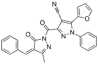 1H-Pyrazole-4-carbonitrile,  3-[[4,5-dihydro-3-methyl-5-oxo-4-(phenylmethylene)-1H-pyrazol-1-yl]carbonyl]-5-(2-furanyl)-1-phenyl- 구조식 이미지