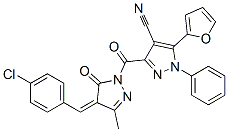 1H-Pyrazole-4-carbonitrile,  3-[[4-[(4-chlorophenyl)methylene]-4,5-dihydro-3-methyl-5-oxo-1H-pyrazol-1-yl]carbonyl]-5-(2-furanyl)-1-phenyl- Structure