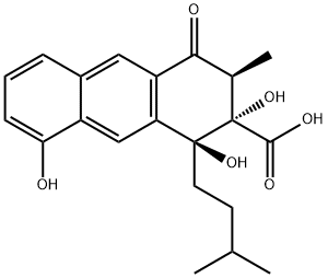 (1S,2S,3S)-1,8-dihydroxy-3-methyl-1-(3-methylbutyl)-4-oxo-2,3-dihydroa nthracene-2-carboperoxoic acid 구조식 이미지
