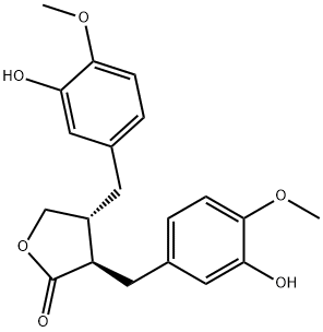 (3R,4R)-3,4-bis[(3-hydroxy-4-methoxy-phenyl)methyl]oxolan-2-one 구조식 이미지