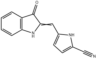 1H-Pyrrole-2-carbonitrile,  5-[(1,3-dihydro-3-oxo-2H-indol-2-ylidene)methyl]- Structure