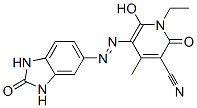 3-Pyridinecarbonitrile,  5-[2-(2,3-dihydro-2-oxo-1H-benzimidazol-5-yl)diazenyl]-1-ethyl-1,2-dihydro-6-hydroxy-4-methyl-2-oxo- Structure