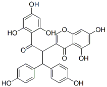 (+)-3-[1-[Bis(4-hydroxyphenyl)methyl]-2-oxo-2-(2,4,6-trihydroxyphenyl)ethyl]-5,7-dihydroxy-4H-1-benzopyran-4-one Structure