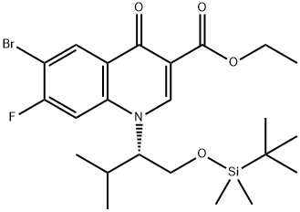 6-BroMo-1-[(1S)-1-[[[(1,1-diMethylethyl)diMethylsilyl]oxy]Methyl]-2-Methylpropyl]-7-fluoro-1,4-dihydro-4-oxo-3-quinolinecarboxylic Acid Ethyl Ester 구조식 이미지