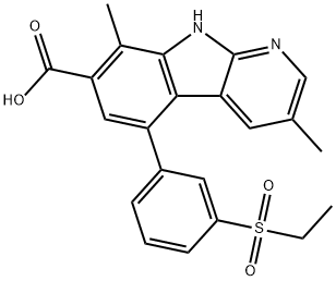 5-(3-(ethylsulfonyl)phenyl)-4,8-diMethyl-9H-pyrido[2,3-b]indole-7-carboxylic acid Structure