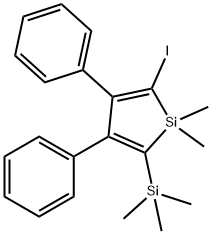 2-IODO-1,1-DIMETHYL-3,4-DIPHENYL-5-TRIMETHYLSILANYL-1H-SILOLE 구조식 이미지