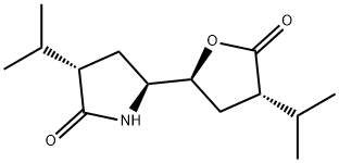 2-Pyrrolidinone, 3-(1-Methylethyl)-5-[(2S,4S)-tetrahydro-4-(1-Methylethyl)-5-oxo-2-furanyl]-, (3S,5S)- 구조식 이미지