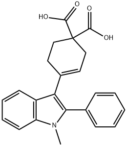 4-(1-methyl-2-phenyl-1H-indol-3-yl)-3-cyclohexene-1,1-디카르복실산 구조식 이미지