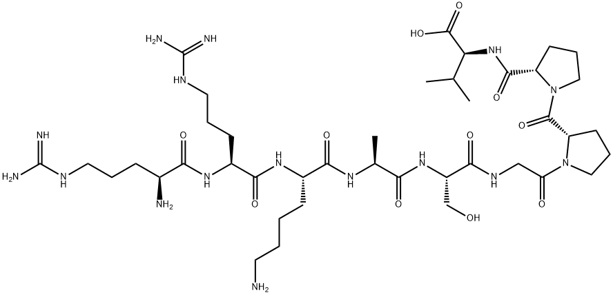 (2S)-2-[[(2S)-1-[(2S)-1-[2-[[(2S)-2-[[(2S)-2-[[(2S)-6-amino-2-[[(2S)-2 -[[(2S)-2-amino-5-(diaminomethylideneamino)pentanoyl]amino]-5-(diamino methylideneamino)pentanoyl]amino]hexanoyl]amino]propanoyl]amino]-3-hyd roxy-propanoyl]amino]acetyl]pyrrolidine-2-carbonyl]pyrrolidine-2-carbo nyl]amino]-3-methyl-butanoic acid 구조식 이미지