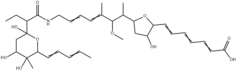 (2E,4E,6E)-7-[3-hydroxy-5-[(4E,6E)-3-methoxy-4-methyl-8-[2-[2,4,5-trih ydroxy-5-methyl-6-[(1E,3E)-penta-1,3-dienyl]oxan-2-yl]butanoylamino]oc ta-4,6-dien-2-yl]oxolan-2-yl]hepta-2,4,6-trienoic acid Structure