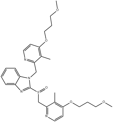 1-[[4-(3-Methoxypropoxy)-3-methyl-2-pyridinyl]methyl]-2-[[[4-(3-methoxypropoxy)-3-methyl-2-pyridinyl]methyl]sulfinyl]-1H-benzimidazole 구조식 이미지