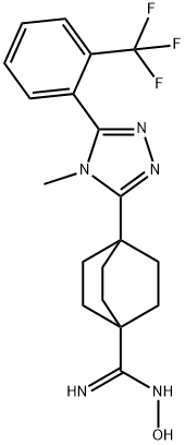 Bicyclo[2.2.2]octane-1-carboxiMidaMide, N-hydroxy-4-[4-Methyl-5-[2-(trifluoroMethyl)phenyl]-4H-1,2,4-triazol-3-yl]- 구조식 이미지