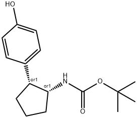 Cis-[2-(4-Hydroxyphenyl)-cyclopentyl]-carbamic acid tert-butyl ester Structure