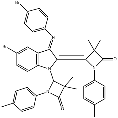 (Z)-4-((E)-5-BROMO-3-(4-BROMOPHENYLIMINO)-1-(3,3-DIMETHYL-4-OXO-1-P-TOLYLAZETIDIN-2-YL)INDOLIN-2-YLIDENE)-3,3-DIMETHYL-1-P-TOLYLAZETIDIN-2-ONE Structure