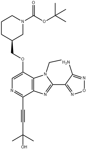 (S)-tert-butyl 3-((2-(4-aMino-1,2,5-oxadiazol-3-yl)-1-ethyl-4-(3-hydroxy-3-Methylbut-1-ynyl)-1H-iMidazo[4,5-c]pyridin-7-yloxy)Methyl)piperidine-1-carboxylate 구조식 이미지