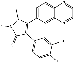 3H-Pyrazol-3-one, 4-(3-chloro-4-fluorophenyl)-1,2-dihydro-1,2-diMethyl-5-(6-quinoxalinyl)- Structure