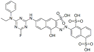 2-[[6-[[4-(ethylphenylamino)-6-fluoro-1,3,5-triazin-2-yl]amino]-1-hydroxy-3-sulpho-2-naphthyl]azo]naphthalene-1,5-disulphonic acid Structure