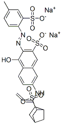 disodium 4-hydroxy-3-[(4-methyl-2-sulphonatophenyl)azo]-7-[[[6-(vinylsulphonyl)bicyclo[2.2.1]hept-2-yl]carbonyl]amino]naphthalene-2-sulphonate 구조식 이미지