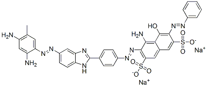 disodium 4-amino-3-[[4-[5-[(2,4-diamino-5-methylphenyl)azo]-1H-benzimidazol-2-yl]phenyl]azo]-5-hydroxy-6-(phenylazo)naphthalene-2,7-disulphonate  구조식 이미지
