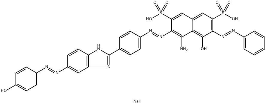 disodium 4-amino-5-hydroxy-3-[[4-[5-[(4-hydroxyphenyl)azo]-1H-benzimidazol-2-yl]phenyl]azo]-6-(phenylazo)naphthalene-2,7-disulphonate  구조식 이미지