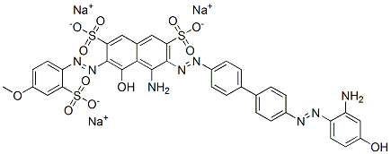 trisodium 4-amino-3-[[4'-[(2-amino-4-hydroxyphenyl)azo][1,1'-biphenyl]-4-yl]azo]-5-hydroxy-6-[(4-methoxy-2-sulphonatophenyl)azo]naphthalene-2,7-disulphonate  Structure