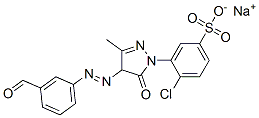 sodium 4-chloro-3-[4-[(3-formylphenyl)azo]-4,5-dihydro-3-methyl-5-oxo-1H-pyrazol-1-yl]benzenesulphonate 구조식 이미지