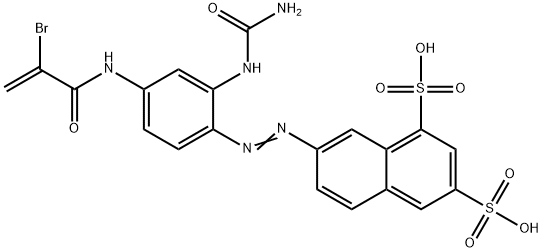 7-[[2-[(aminocarbonyl)amino]-4-[(2-bromo-1-oxoallyl)amino]phenyl]azo]naphthalene-1,3-disulphonic acid 구조식 이미지