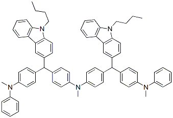 4-[(9-butyl-9H-carbazol-3-yl)(p-tolylaminophenyl)methyl]-N-[4-[(9-butyl-9H-carbazol-3-yl)(p-tolylamino)phenyl)methyl]phenyl]-N-methylaniline Structure