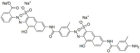 2-[[6-[[4-[[6-[(4-amino-3-methylbenzoyl)amino]-1-hydroxy-3-sulpho-2-naphthyl]azo]-3-methylbenzoyl]amino]-1-hydroxy-3-sulpho-2-naphthyl]azo]benzoic acid, sodium salt Structure