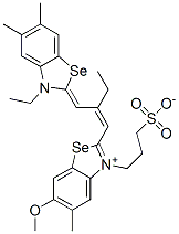 2-[2-[(3-ethyl-5,6-dimethyl-3H-benzoselenazol-2-ylidene)methyl]but-1-enyl]-6-methoxy-5-methyl-3-(3-sulphonatopropyl)benzoselenazolium 구조식 이미지