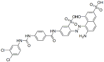 6-amino-5-[[4-[[4-[[[(3,4-dichlorophenyl)amino]carbonyl]amino]benzoyl]amino]-2-sulphophenyl]azo]-4-hydroxynaphthalene-2-sulphonic acid  Structure