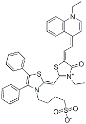 2-[[4,5-diphenyl-3-(4-sulphonatobutyl)thiazol-2(3H)-ylidene]methyl]-3-ethyl-5-[(1-ethylquinolin-4(1H)-ylidene)ethylidene]-4-oxothiazolium  구조식 이미지