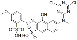 6-[(4,6-dichloro-1,3,5-triazin-2-yl)methylamino]-4-hydroxy-3-[(4-methoxy-2-sulphophenyl)azo]naphthalene-2-sulphonic acid Structure