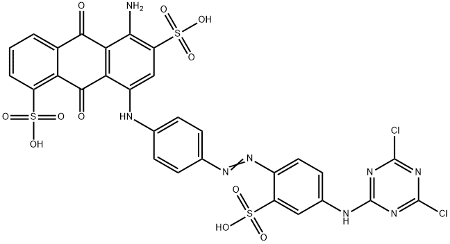 5-amino-8-[[4-[[4-[(4,6-dichloro-1,3,5-triazin-2-yl)amino]-2-sulphophenyl]azo]phenyl]amino]-9,10-dihydro-9,10-dioxoanthracene-1,6-disulphonic acid Structure