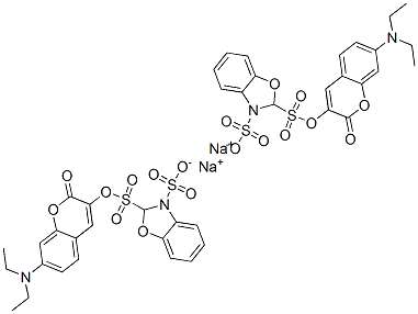 disodium 2-[7-(diethylamino)-2-oxo-2H-1-benzopyran-3-yl]benzoxazoledisulphonate 구조식 이미지