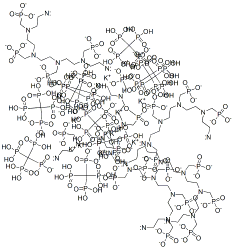 decapotassium hexahydrogen [ethane-1,2-diylbis[[(phosphonatomethyl)imino]ethane-2,1-diyl[(phosphonatomethyl)imino]ethane-2,1-diylnitrilobis(methylene)]]tetrakisphosphonate Structure