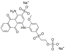 disodium 1-amino-9,10-dihydro-4-[[2-methoxy-5-[[2-(sulphonatooxy)ethyl]sulphonyl]phenyl]amino]-9,10-dioxoanthracene-2-sulphonate Structure