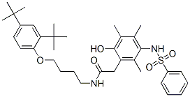 N-[4-[2,4-bis(tert-butyl)phenoxy]butyl]-2-[2-hydroxy-3,4,6-trimethyl-5-[(phenylsulphonyl)amino]phenyl]acetamide Structure