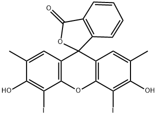 3',6'-dihydroxy-4',5'-diiodo-2',7'-dimethylspiro[isobenzofuran-1(3H),9'-[9H]xanthene]-3-one 구조식 이미지