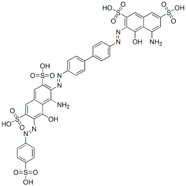 4-amino-3-[[4'-[(8-amino-1-hydroxy-3,6-disulpho-2-naphthyl)azo][1,1'-biphenyl]-4-yl]azo]-5-hydroxy-6-[(4-sulphophenyl)azo]naphthalene-2,7-disulphonic acid 구조식 이미지