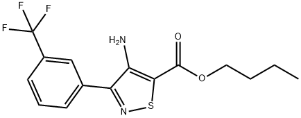 부틸4-아미노-3-[3-(트리플루오로메틸)페닐]이소티아졸-5-카르복실레이트 구조식 이미지