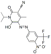 3-Pyridinecarbonitrile,  1,2-dihydro-6-hydroxy-4-methyl-1-(1-methylethyl)-5-[2-[4-nitro-3-(trifluoromethyl)phenyl]diazenyl]-2-oxo- Structure