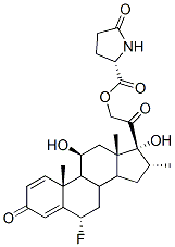 6alpha-fluoro-11beta,17-dihydroxy-16alpha-methyl-3,20-dioxopregna-1,4-dien-21-yl 5-oxo-L-prolinate  Structure