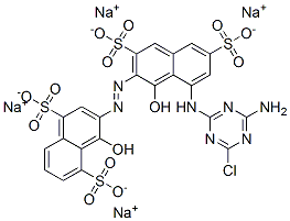 tetrasodium 3-[[8-[(4-amino-6-chloro-1,3,5-triazin-2-yl)amino]-1-hydroxy-3,6-disulphonato-2-naphthyl]azo]-4-hydroxynaphthalene-1,5-disulphonate 구조식 이미지