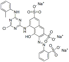 trisodium 5-[[4-chloro-6-[(o-tolyl)amino]-1,3,5-triazin-2-yl]amino]-4-hydroxy-3-[(2-sulphonatophenyl)azo]naphthalene-2,7-disulphonate Structure