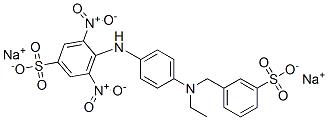 4-[4-[ethyl(m-sulphobenzyl)amino]anilino]-3,5-dinitrobenzenesulphonic acid, sodium salt Structure