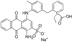 sodium 1-ethyl 2-[[3-[(4-amino-9,10-dihydro-9,10-dioxo-3-sulphonato-1-anthryl)amino]-p-tolyl]methyl]benzoate Structure