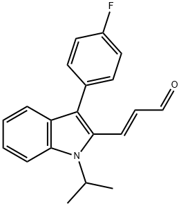 (E)-3-[3'-(4"-Fluorophenyl)-1'-(1"-methylethyl)-1H-indol-2"-yl]-2-propnal Structure
