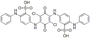 3,3'-[(2,5-dichloro-3,6-dioxocyclohexa-1,4-diene-1,4-diyl)diimino]bis[6-anilinobenzenesulphonic] acid 구조식 이미지